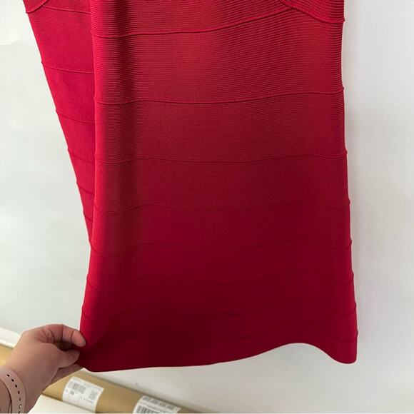Herve Leger Y2K Jamie Lipstick Red Bandage Dress Fit and Flare Size Large $1250 - Picture 4 of 12